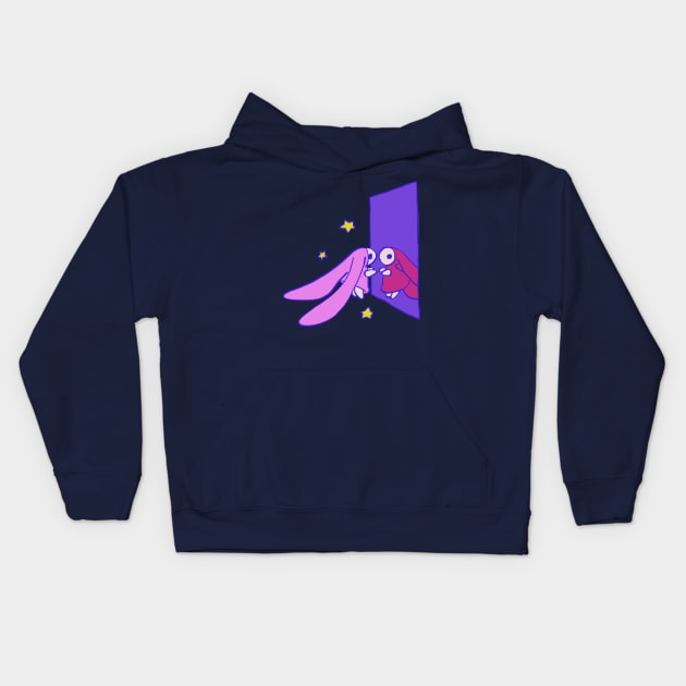 chobits anata and atashi reflection / a city with no people pink pastel rabbits Kids Hoodie by mudwizard